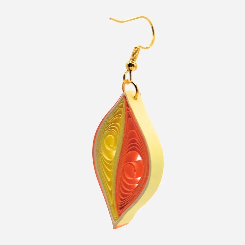 Artigianali Orecchini Pendenti Gialli Arancio Quilling Goccia Sole Fatti a Mano Natura