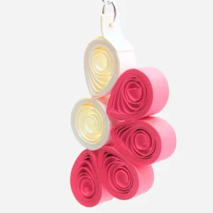 Artigianali Orecchini Pendenti Rosa Fucsia Quilling Pink Gems Fatti a Mano Natura