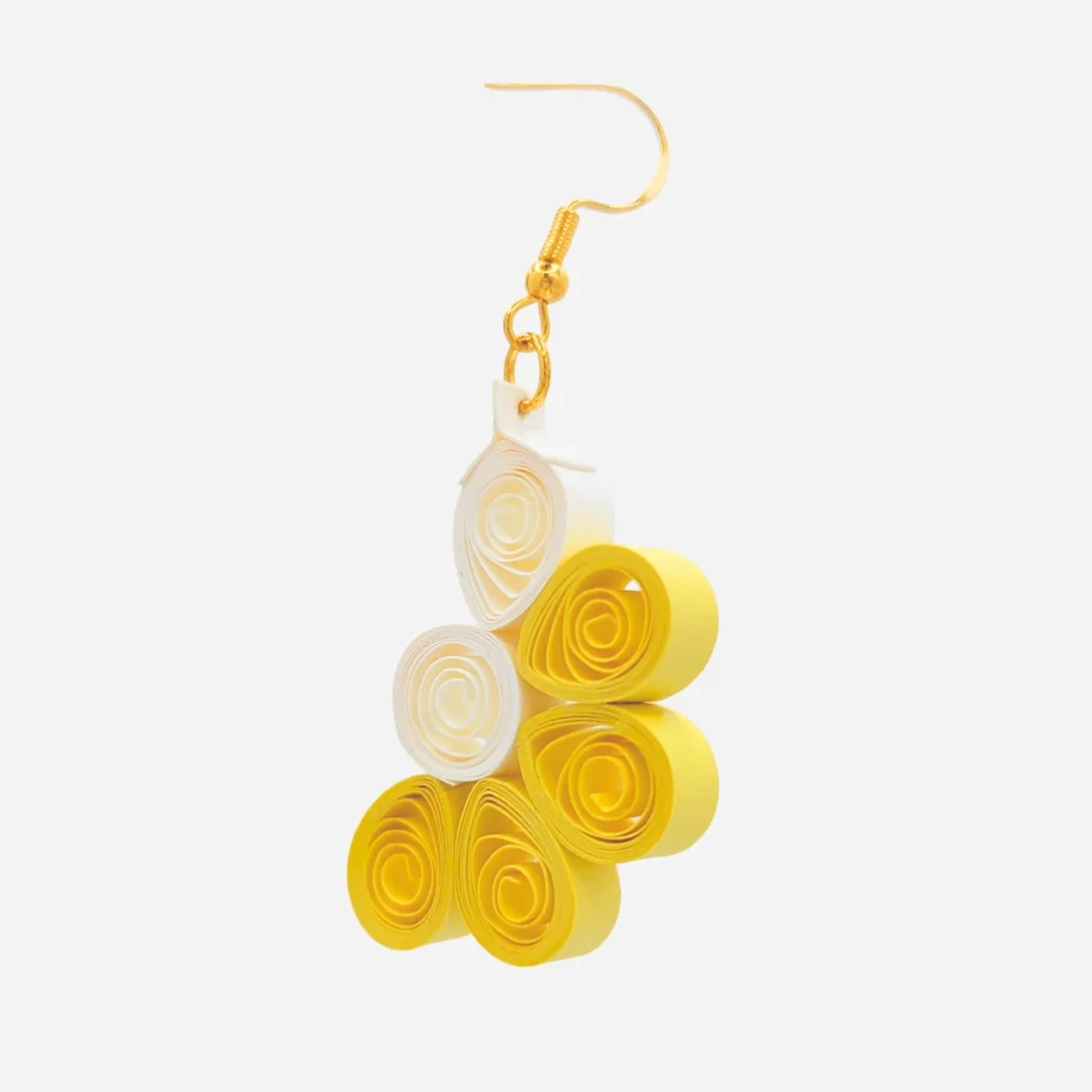 Orecchini Pendenti Gialli Artigianali Quilling Yellow Gems Fatti a Mano Natura