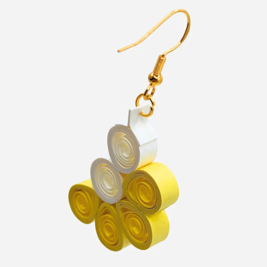 Orecchini Pendenti Gialli Artigianali Quilling Yellow Gems Fatti a Mano Natura