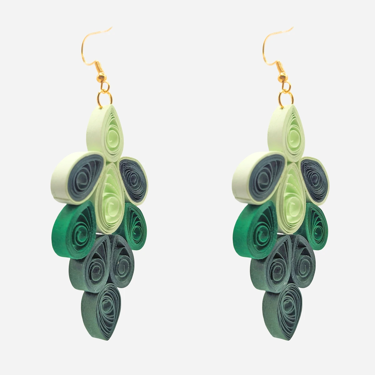 Orecchini Pendenti Artigianali Quilling Verdi Verde Natura Fatti a Mano