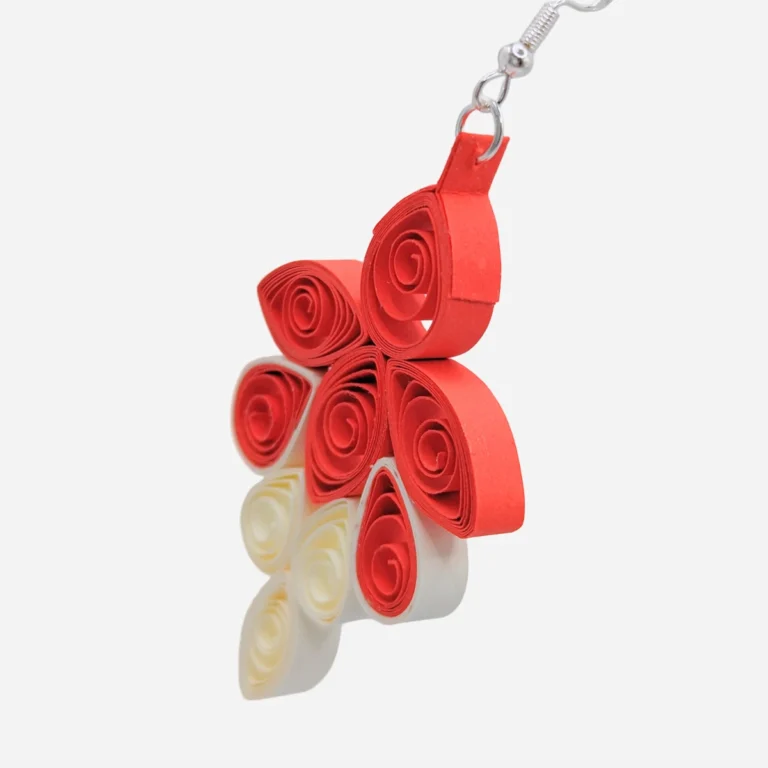 Quilling Orecchini – Red & White Blossoms – La delicatezza dell’arte, il carattere dell’Italia